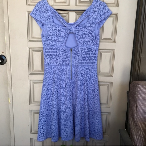Xhileration Summer Dress Lavender Fit/Flare Cross Back SzM Over Lace Zipper - Picture 6 of 8